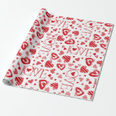 赤いハートバレンタインデー愛 ラッピングペーパー (アンロールド)