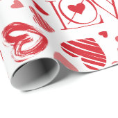 赤いハートバレンタインデー愛 ラッピングペーパー (ロールコーナー)