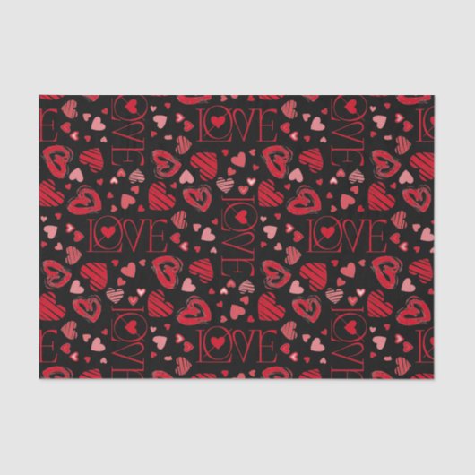 赤いハートバレンタインデー愛 薄葉紙 (正面)