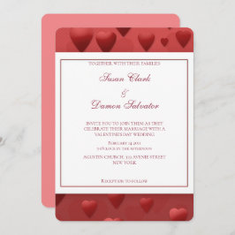 赤いハートバレンタインデー招待状 招待状