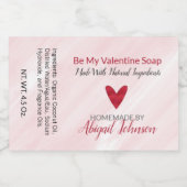 赤いハートバレンタインデー自家製せっけん フードラベル (シングルラベル)