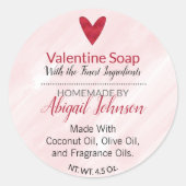赤いハートバレンタインデー自家製せっけん ラウンドシール (正面)