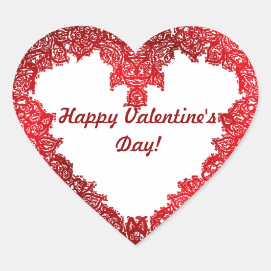赤いハートバレンタインデー ハートシール (正面)