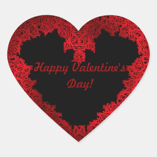 赤いハートバレンタインデー ハートシール (正面)