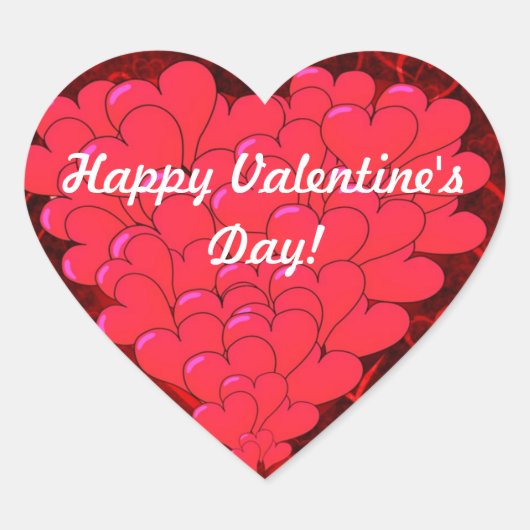 赤いハートバレンタインデー ハートシール (正面)