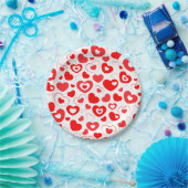 赤いハートバレンタインデー ペーパープレート (パーティー)