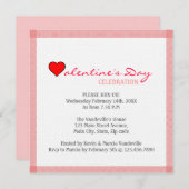 赤いハートバレンタインデー 招待状 (正面/裏面)