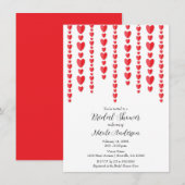 赤いハートバレンタインブライダルシャワー 招待状 (正面/裏面)