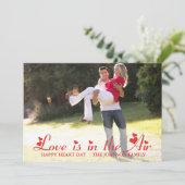 赤いハートバレンタイン写真カード 招待状 (スタンド正面)