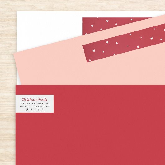 赤いハートバレンタイン差出人住所 ラップアラウンドラベル