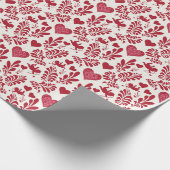赤いハートバレンタイン紙パターン ラッピングペーパー (角)