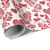 赤いハートバレンタイン紙パターン ラッピングペーパー (ロールコーナー)