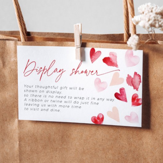 赤いハートバレンタイン表示シャワーブライダル エンクロージャーカード