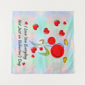 赤いハートバレンタイン タペストリー (正面(横))