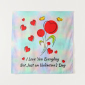 赤いハートバレンタイン タペストリー (正面)