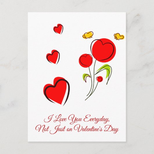 赤いハートバレンタイン、 ポストカード (正面)