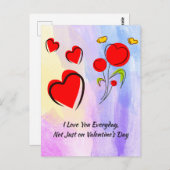 赤いハートバレンタイン ポストカード (正面/裏面)