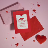赤いハートバレンティンパーティの招待状 招待状