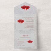 赤いハートバ結婚ルーズ オールインワン招待状 (内側)