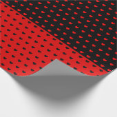 赤いハートパスタイリッシュターン（黒）とパターン（黒） ラッピングペーパー (角)