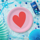 赤いハートパステルピンクバレンタインデー ペーパープレート (パーティー)