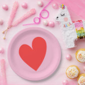 赤いハートパステルピンクバレンタインデー ペーパープレート (パーティー)