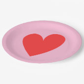 赤いハートパステルピンクバレンタインデー ペーパープレート (アングル)