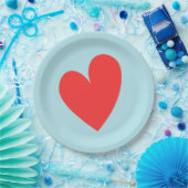 赤いハートパステルブルーバレンタインデー ペーパープレート (パーティー)