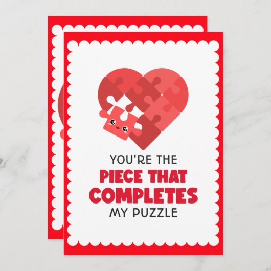 赤いハートパズルあなたは恋しく思ザ・ピース シーズンカード (正面/裏面)