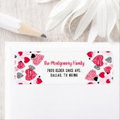 赤いハートパタパーソナライズされたーン ラベル (インサイチュ)