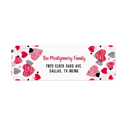 赤いハートパタパーソナライズされたーン ラベル (正面)