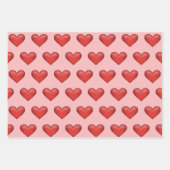 赤いハートパターシンプルン赤面ピンク背景 ラッピングペーパーシート (正面3)