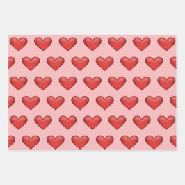 赤いハートパターシンプルン赤面ピンク背景 ラッピングペーパーシート