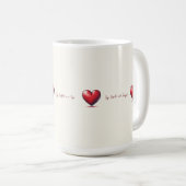 赤いハートパターンのクリームスケッチ コーヒーマグカップ (正面右)