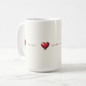 赤いハートパターンのクリームスケッチ コーヒーマグカップ (正面左)