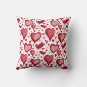 赤いハートパターンスケッチバレンタインデー クッション (裏面)