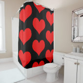 赤いハートパターンズキュートブラックカスタムカスタイリッシュラー シャワーカーテン (インサイチュ)