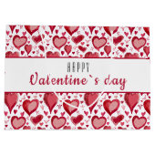 赤いハートパターンハッピーバレンタインデー ラージペーパーバッグ (裏面)
