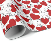 赤いハートパターンバレンタインデーのラッピング紙 ラッピングペーパー (ロールコーナー)