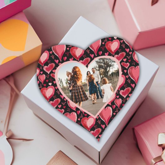 赤いハートパターンファミリー写真バレンタインデー ハートシール