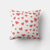 赤いハートパターン付き名前をカスタムする クッション (裏面)