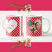 赤いハートパターン私たちはあなたを愛するママ写真 コーヒーマグカップ