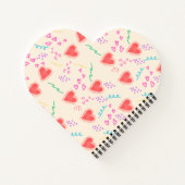 赤いハートパターン緩和曲線ノートブック ノートブック (裏面)