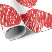 赤いハートパターン(の模様が)あるラッピング紙 ラッピングペーパー (ロールコーナー)