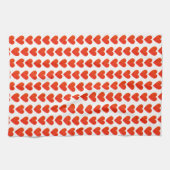 赤いハートパターン キッチンタオル (横)