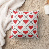 赤いハートパターン クッション (ブランケット)