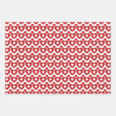 赤いハートパターン ラッピングペーパーシート (正面)