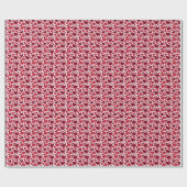 赤いハートパターン ラッピングペーパー (フラット)