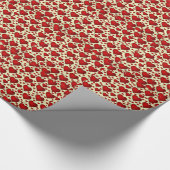 赤いハートパターン ラッピングペーパー (角)
