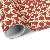 赤いハートパターン ラッピングペーパー (ロールコーナー)